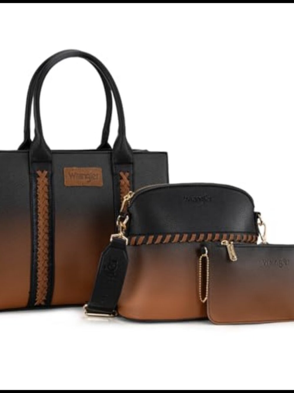 Wrangler 3-Piece Tote Bag Crossbody Bag and Wallet Set with Guitar Strap